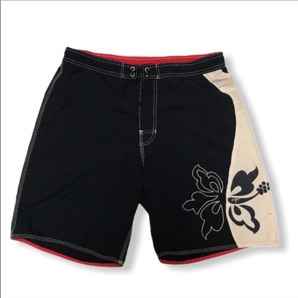 Y2K 06 Tommy Hilfiger Board shorts Swim Trunks Color block blue White size M - Picture 3 of 17